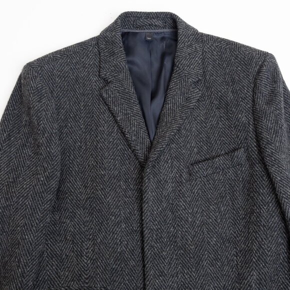 J.Crew Yorkshire Tweed Coat by Moon Charcoal Herringbone Wool Overcoat Size 42 - Picture 5 of 12